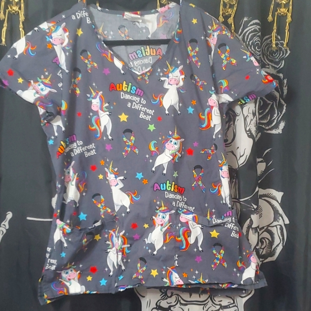 Unicorn autism scrub top